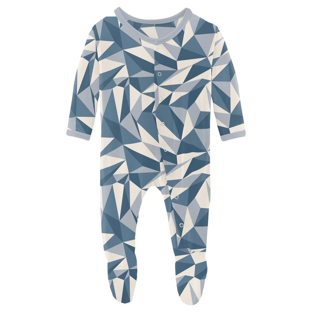 NEW KICKEE kids' print footie with snaps in winter ice